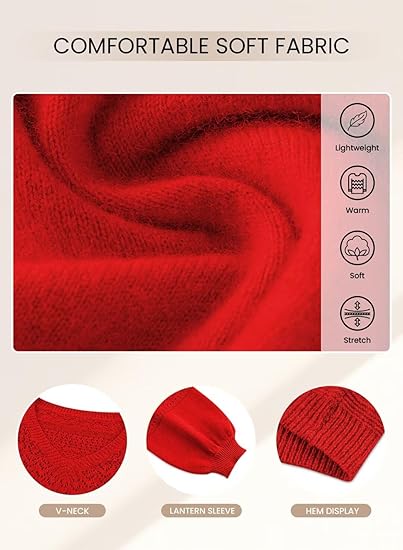 Women's Solid Color Hollow Out Crochet V-Neck Loose Knit Sweater